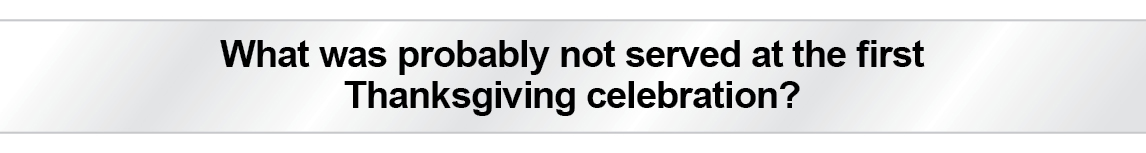 The Question Is - What was probably not served at the first Thanksgiving celebration?