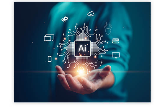 Person holding an AI symbol